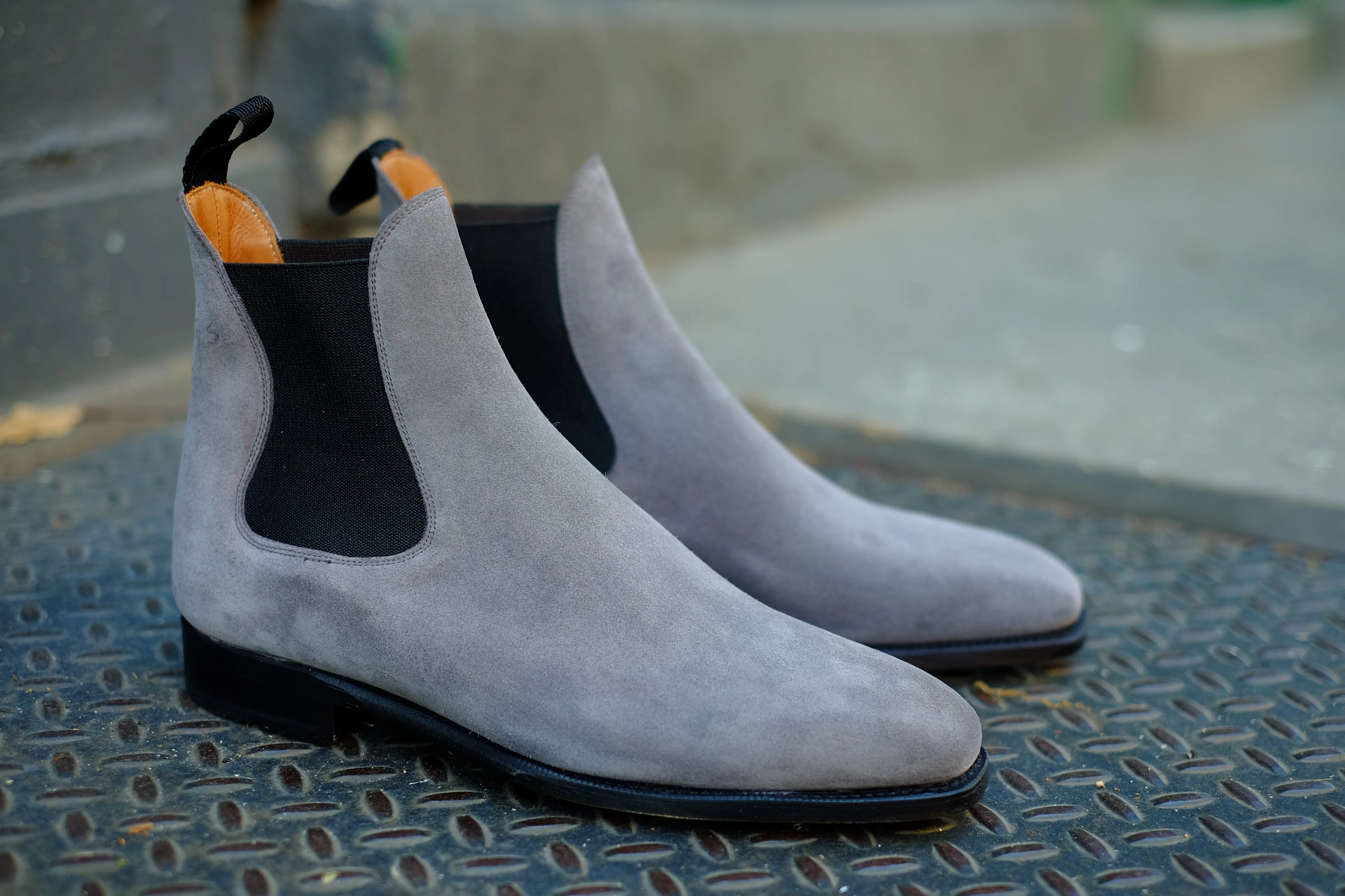 Alki - MTO - Light Grey Suede (Shingle) / Black Gore - MGF Last - Single Leather Sole