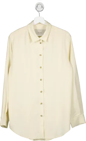 Asceno Cream Papyrus Recycled Viscose Crepe Shirt UK S