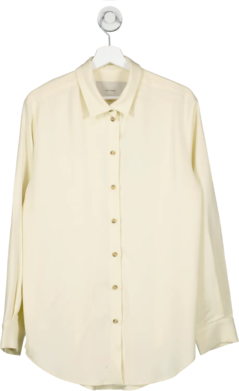 Asceno Cream Papyrus Recycled Viscose Crepe Shirt UK S