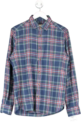 Beaufort & Blake Blue Brushed Cotton Checked Shirt UK M