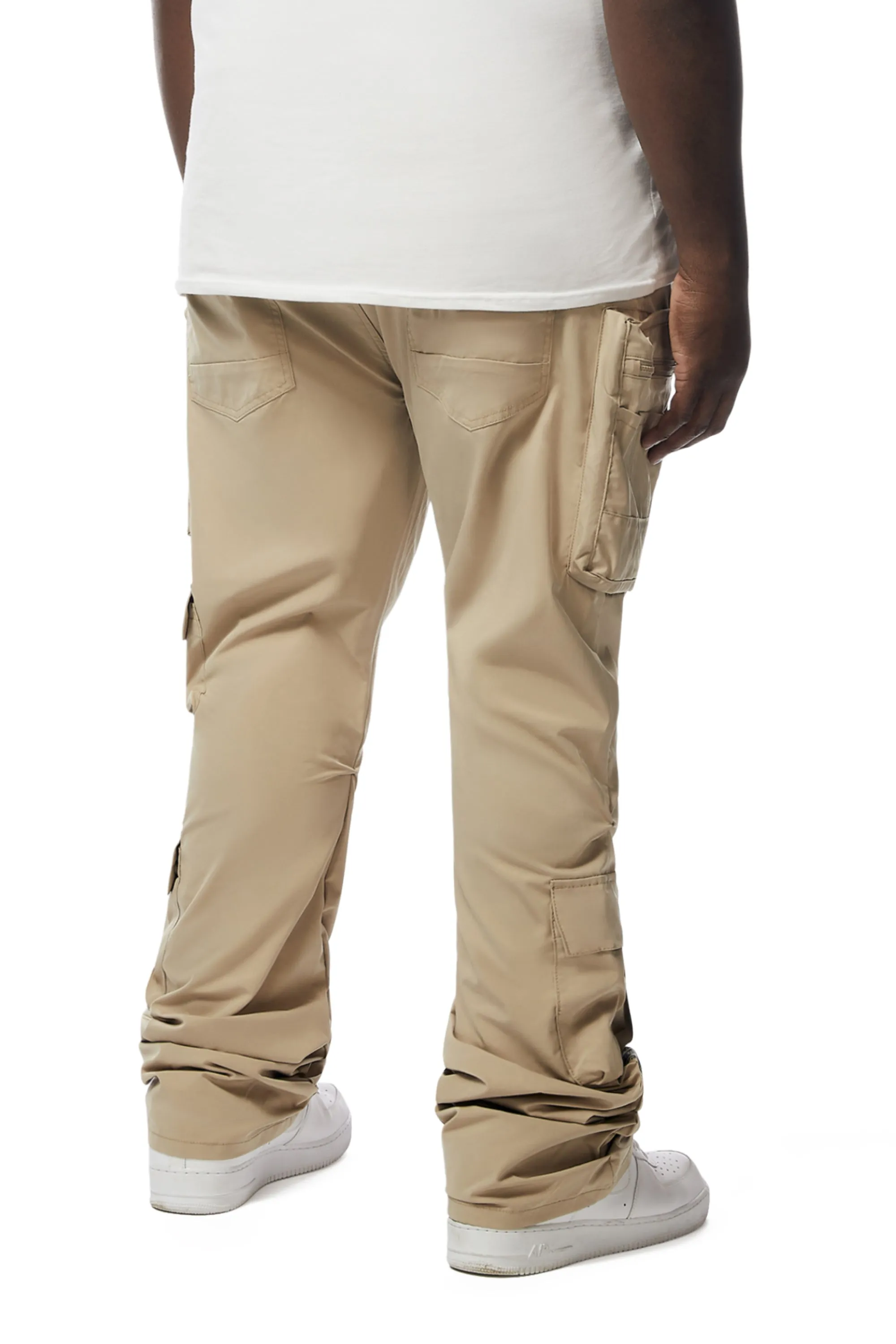 Big And Tall Stacked Windbreaker Utility Pants - Khaki