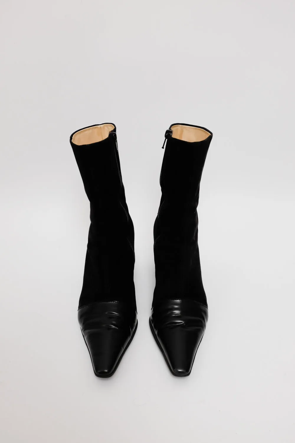 BLACK POINTY SUEDE LEATHER BOOTS 40