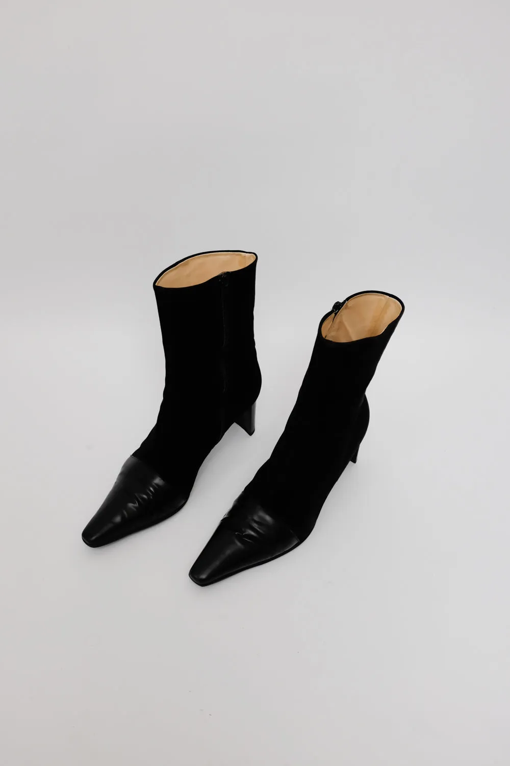 BLACK POINTY SUEDE LEATHER BOOTS 40