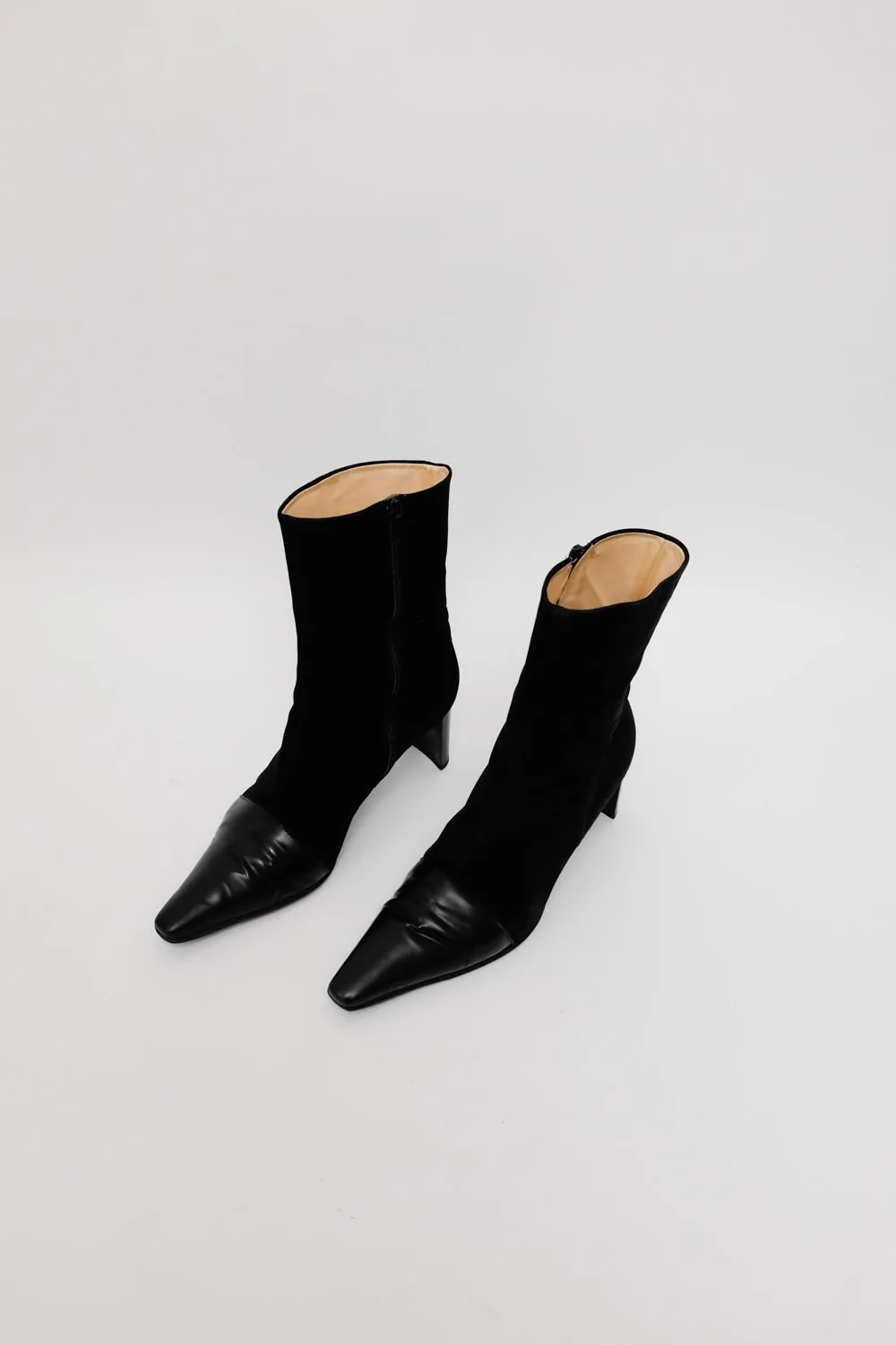 BLACK POINTY SUEDE LEATHER BOOTS 40