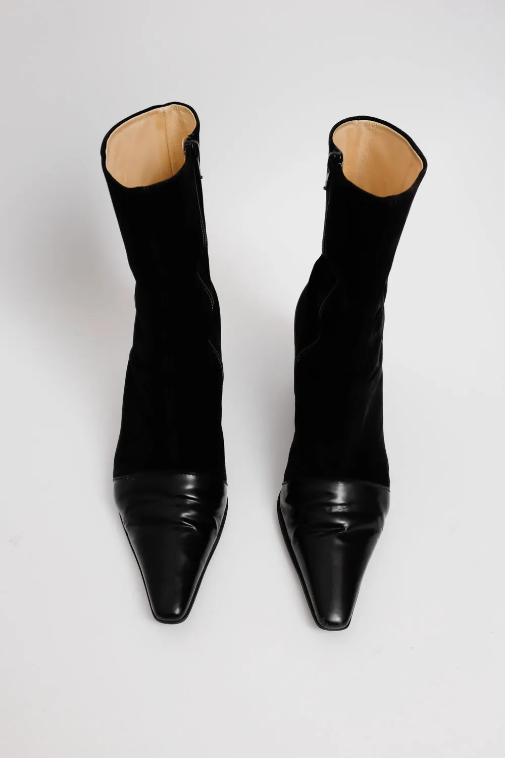 BLACK POINTY SUEDE LEATHER BOOTS 40