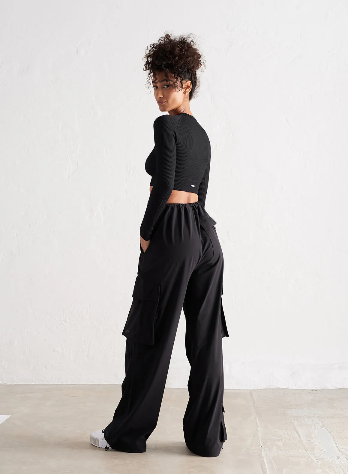 Black Windbreaker Parachute Pants