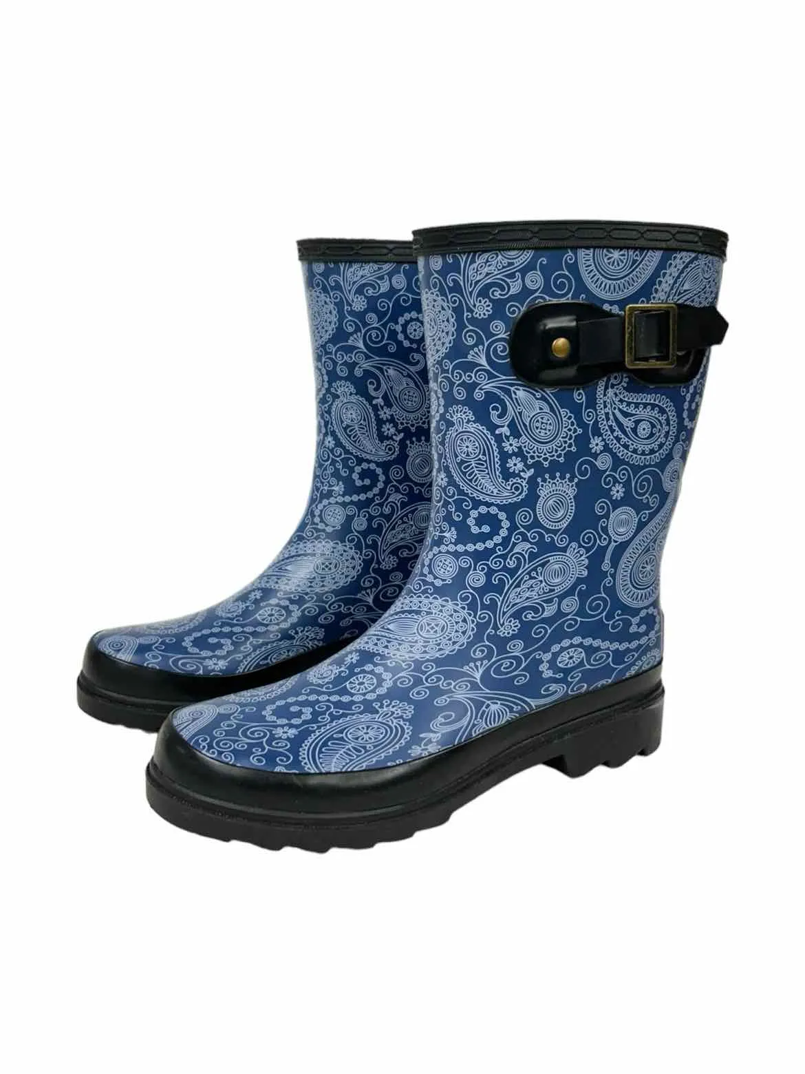 BLUE MOUNTAIN BLU/WHT Paisley Women Size 6 Boots