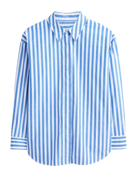 Boden Blue Oversized Cotton Cobalt Stripe Shirt UK 12