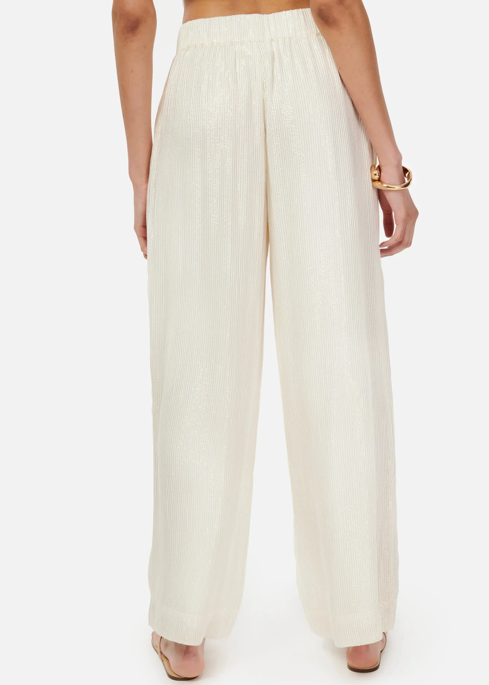 CAMI NYC MEDINA METALLIC CHIFFON PANT WHITE