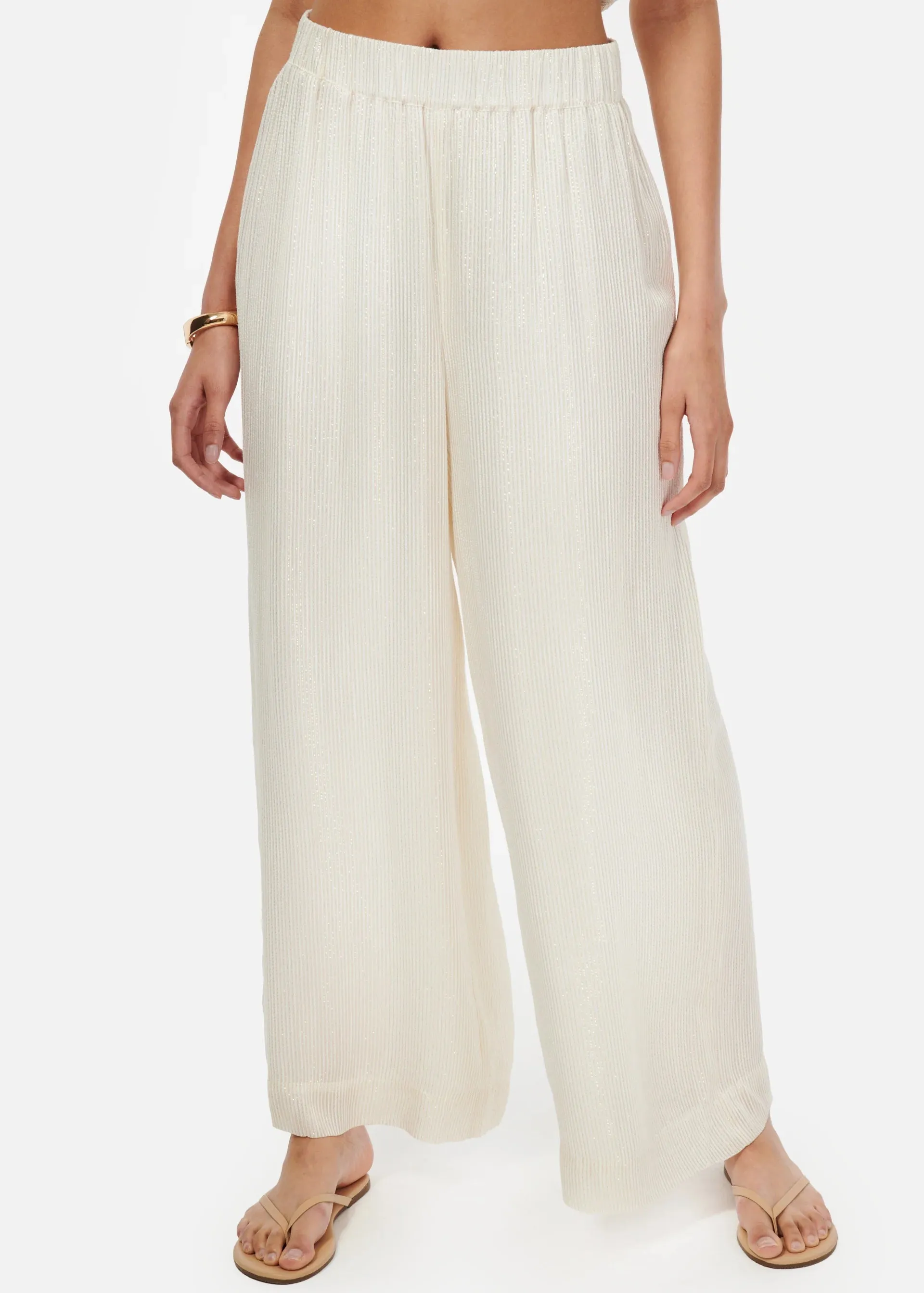 CAMI NYC MEDINA METALLIC CHIFFON PANT WHITE