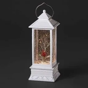 Cardinal Serenity Lantern Snow Globe - USB and Battery Operated Winter Illumination