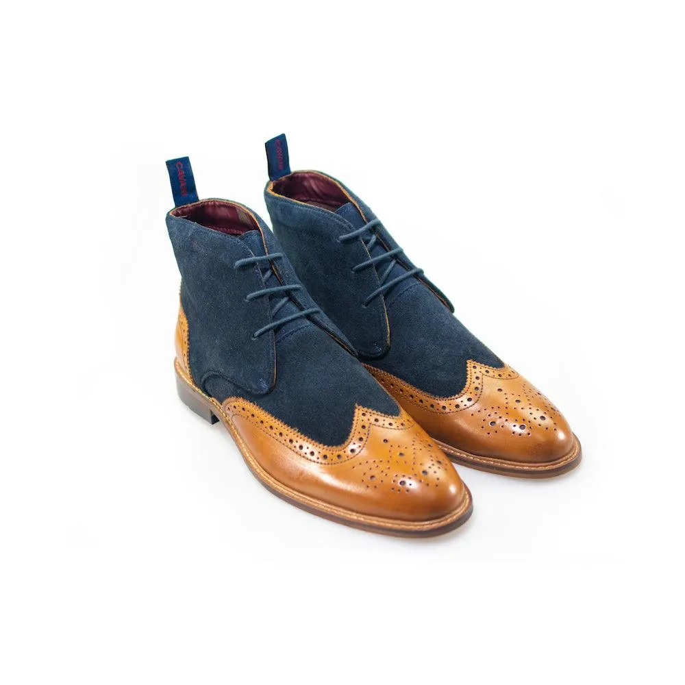 Connick Navy/Tan Brogue Boots