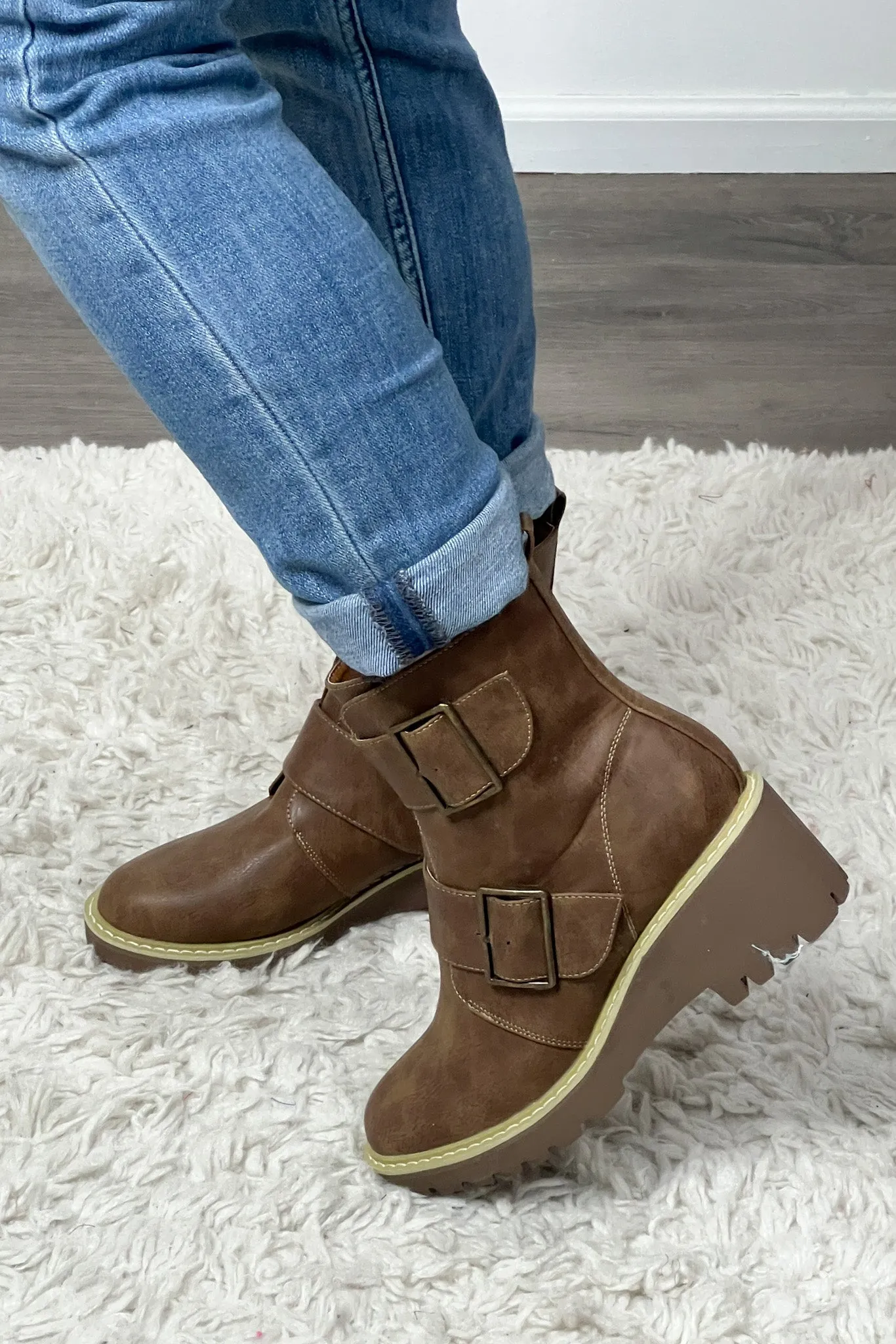 Corkys Woke Buckle Detail Bootie : Brown