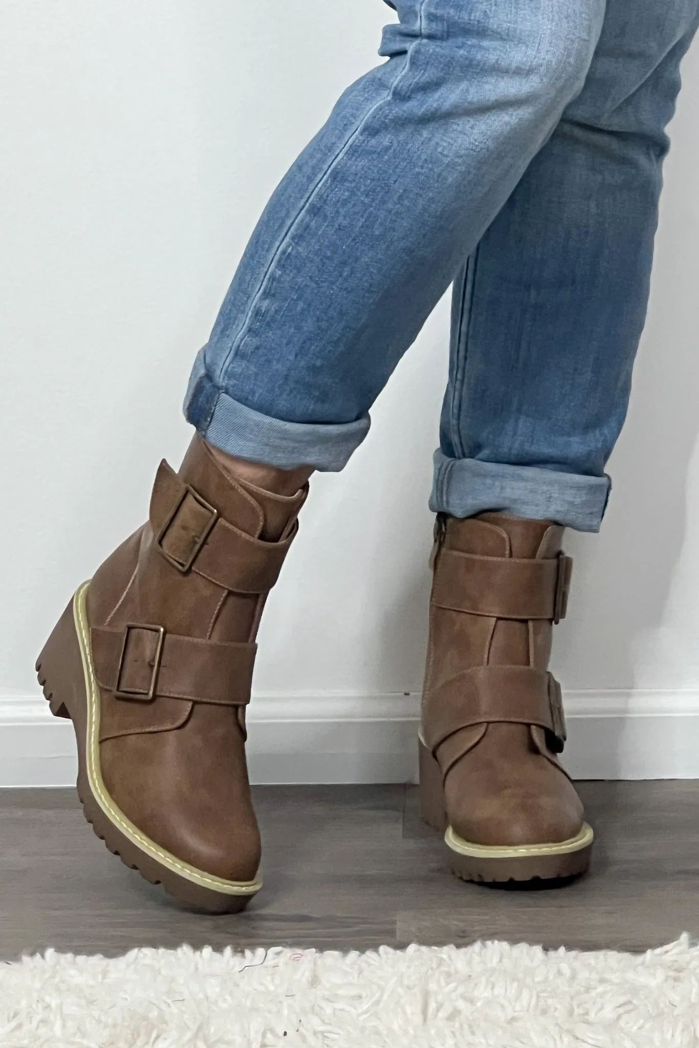 Corkys Woke Buckle Detail Bootie : Brown