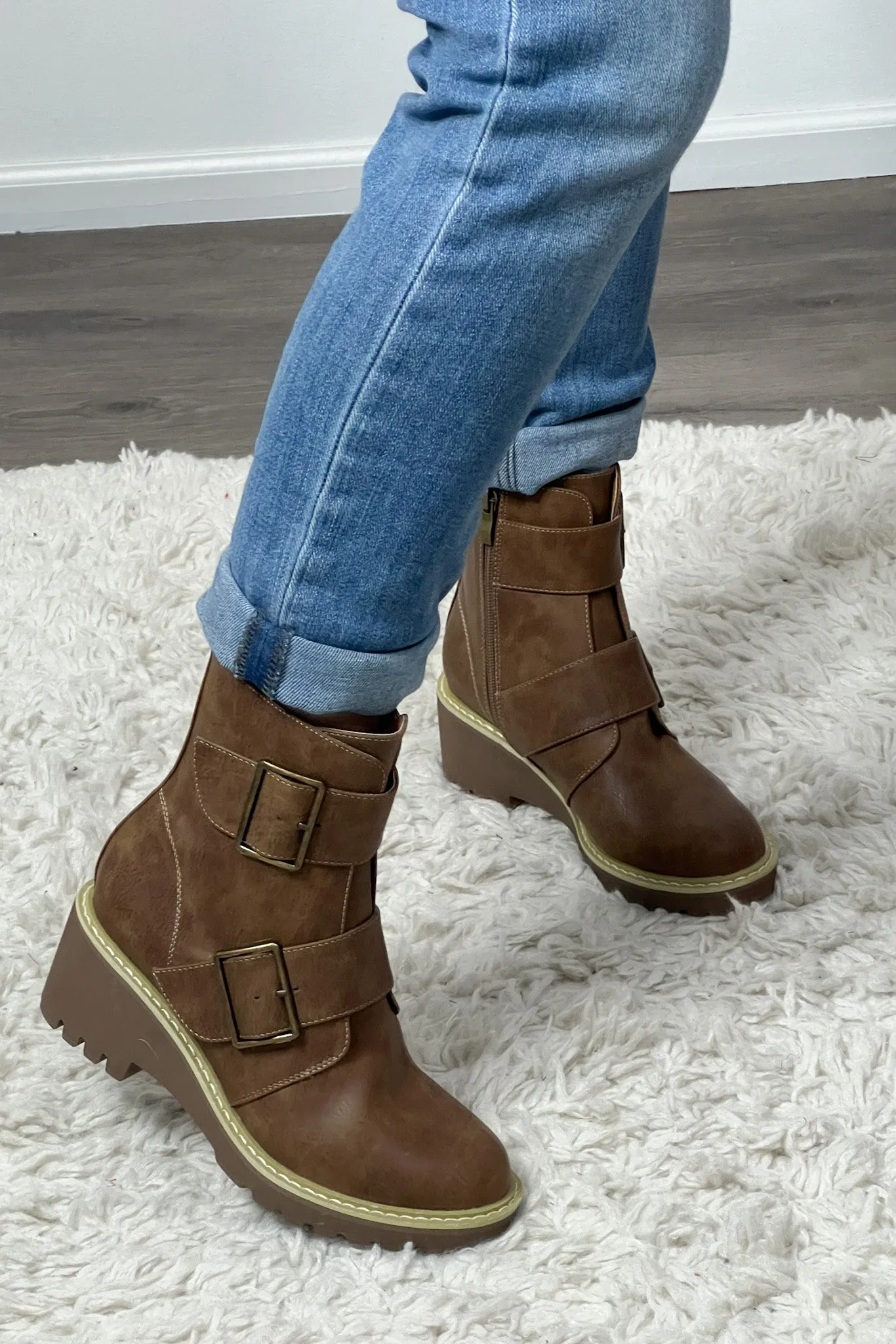 Corkys Woke Buckle Detail Bootie : Brown