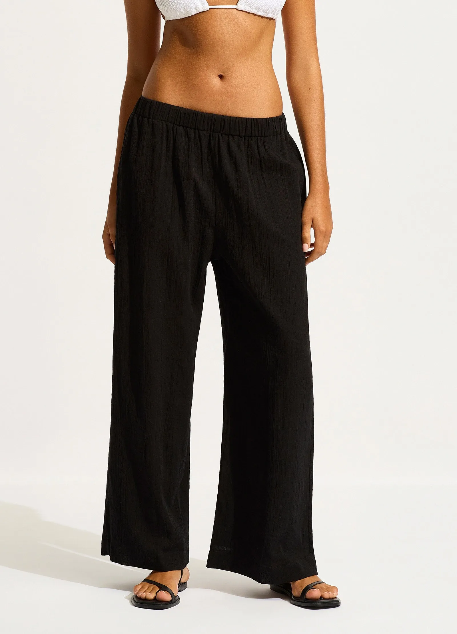 Crinkle Beach Pant - Black