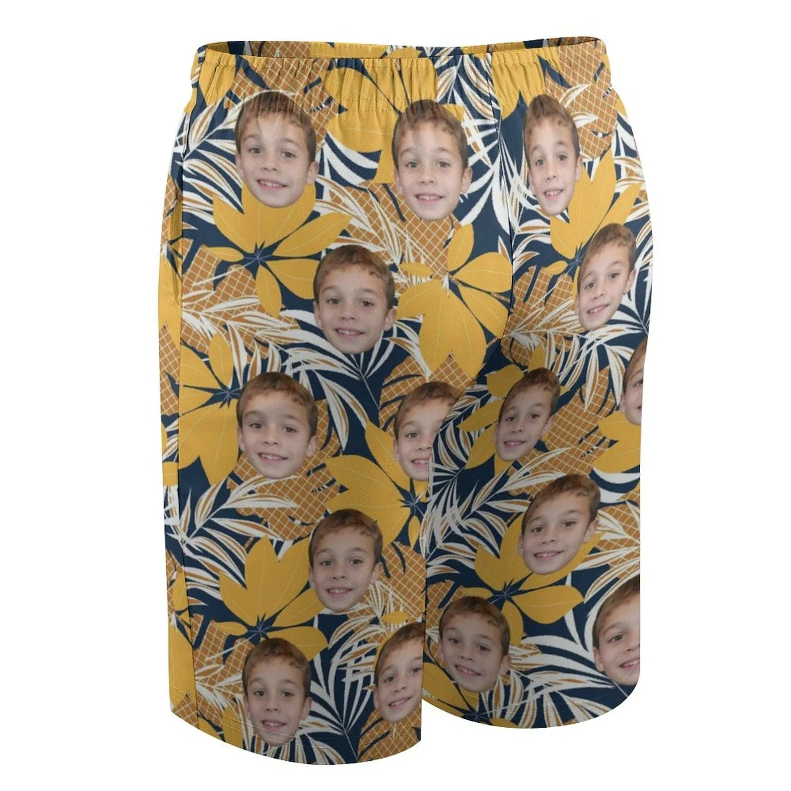 Custom Face Yellow Leaves Teen Beach Shorts