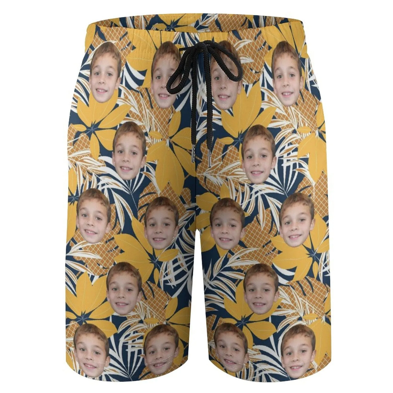 Custom Face Yellow Leaves Teen Beach Shorts