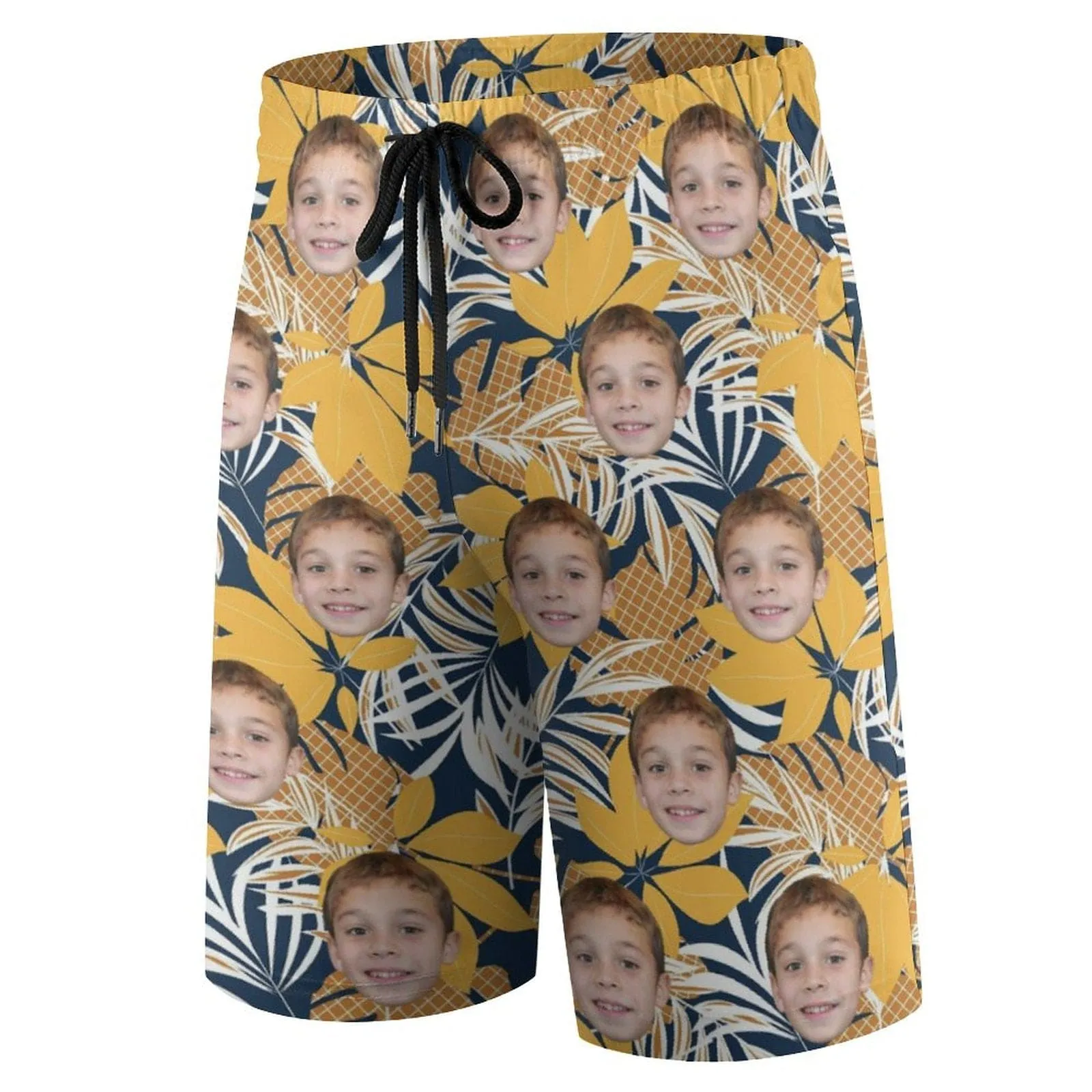 Custom Face Yellow Leaves Teen Beach Shorts