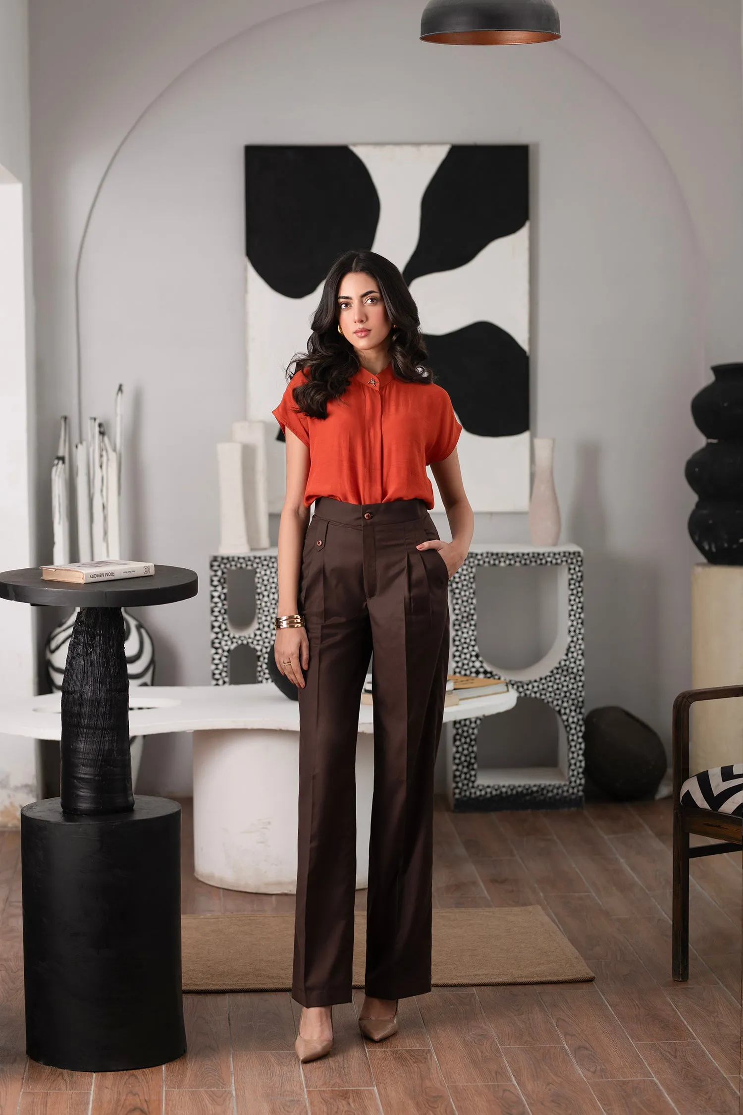 Dark Brown Lyocell Pants