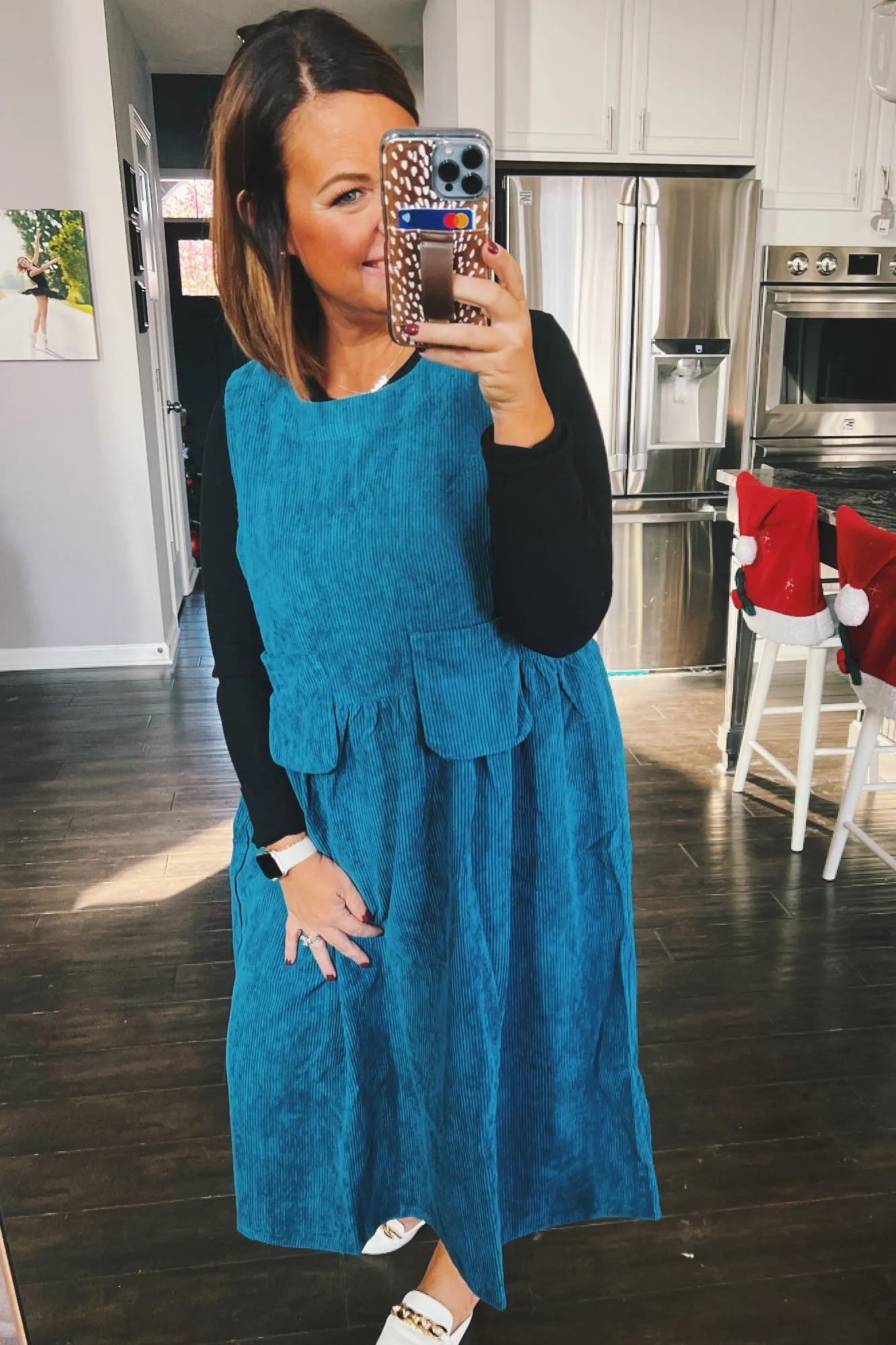 Darlene Corduroy Midi Dress Teal