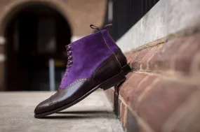 David - MTO - Plum Museum Calf / Purple Suede (Heart Medallion) - NGT Last - Single Leather Sole