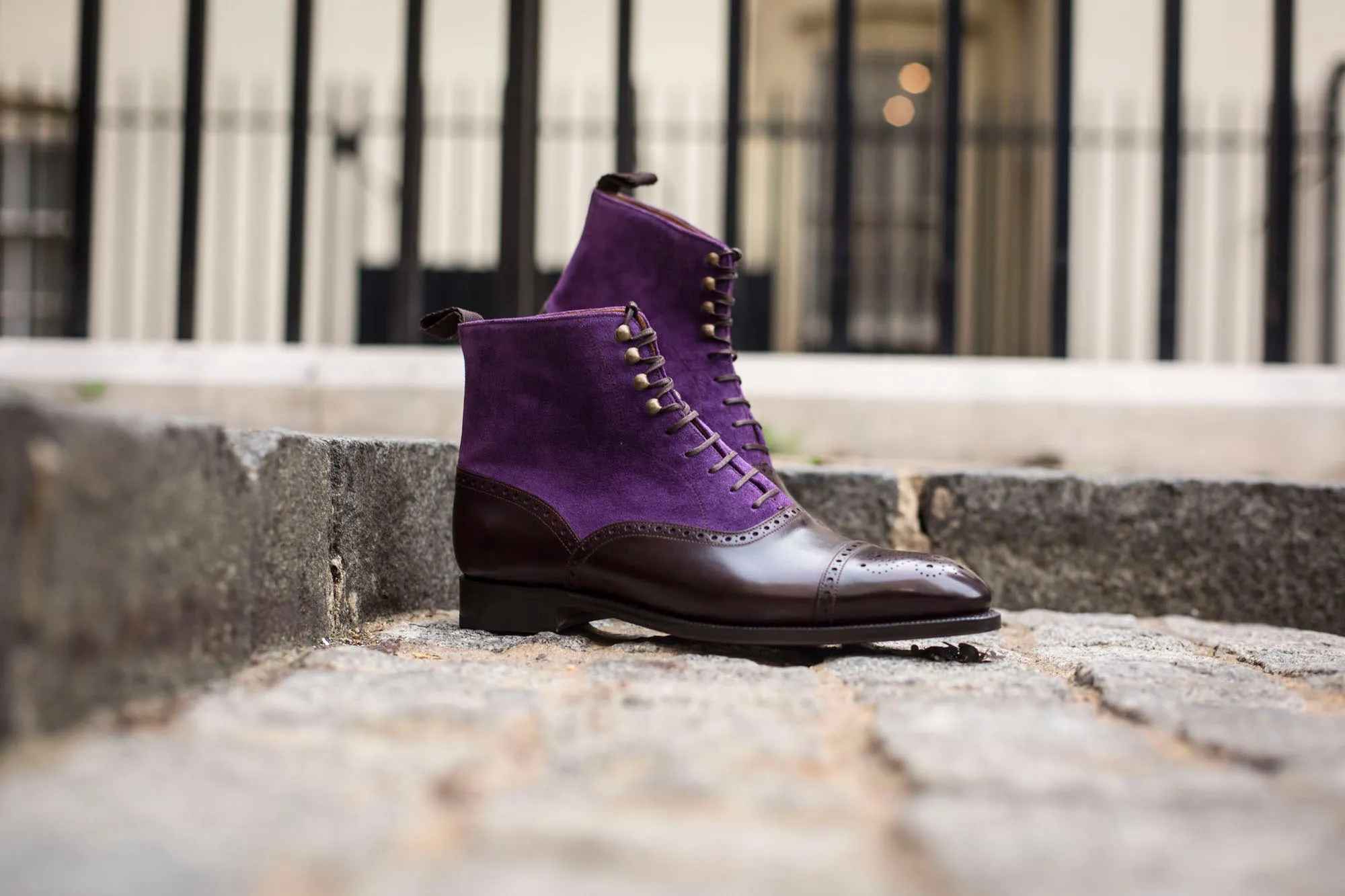 David - MTO - Plum Museum Calf / Purple Suede (Heart Medallion) - NGT Last - Single Leather Sole