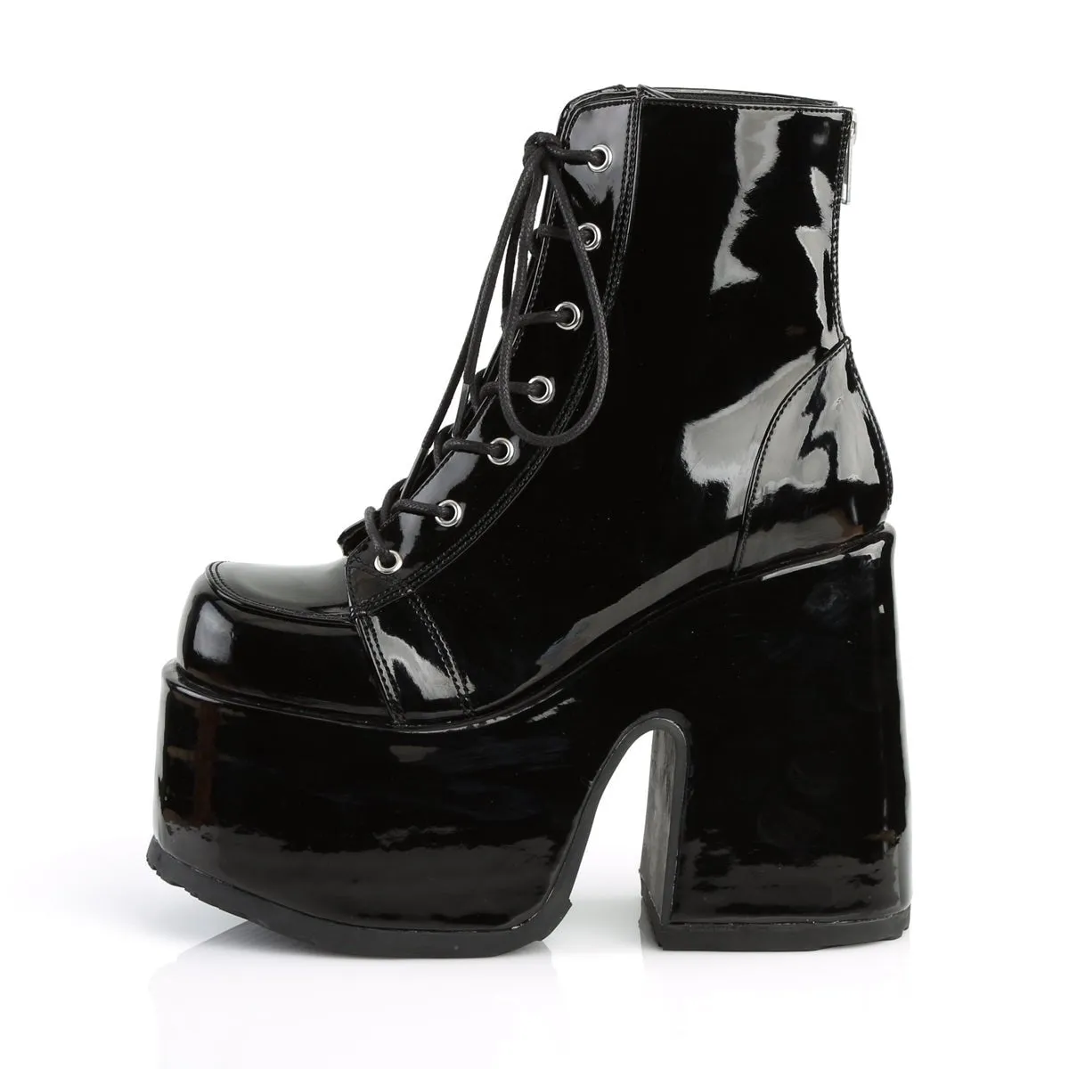 Demonia CAMEL-203 | Black  Patent Leather Ankle Boots