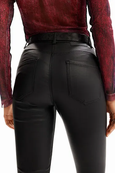 Desigual Faux Leather Pants - Marino