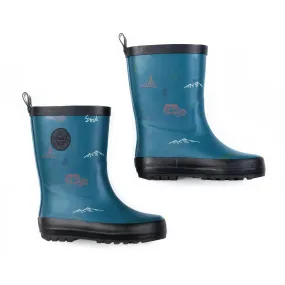 Deux Par Deux Lined Rain Boots - Camping Blue