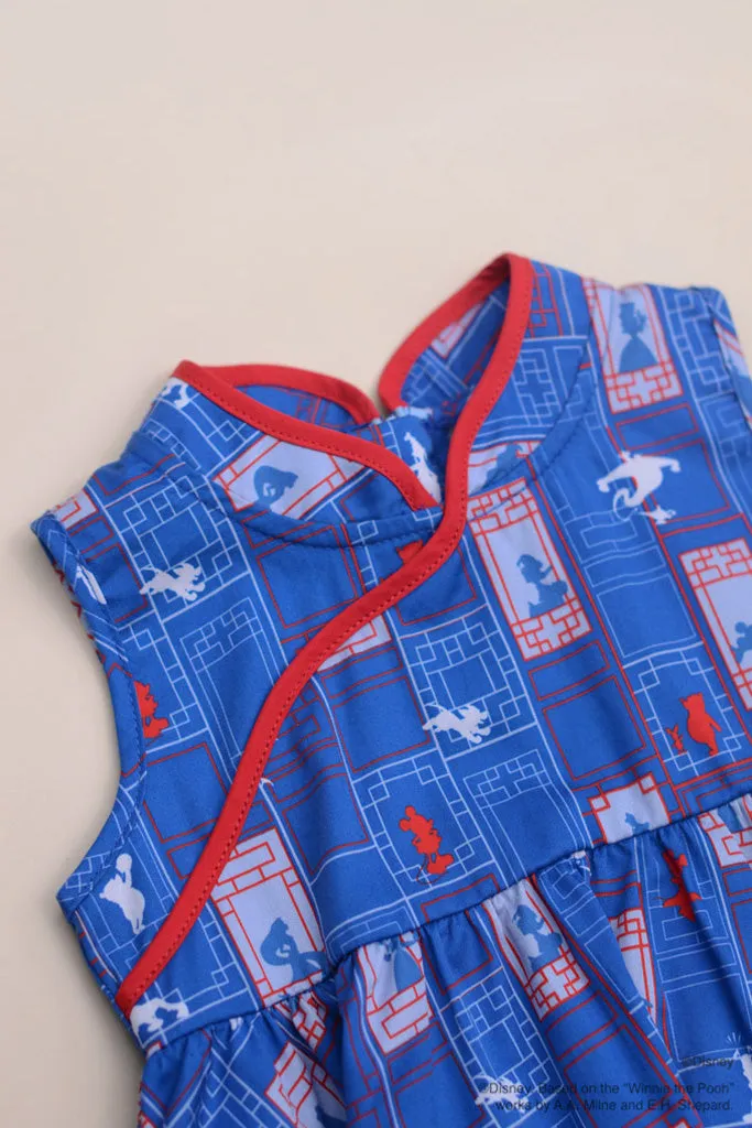 Disney100 Flare Cheongsam - Blue Doors