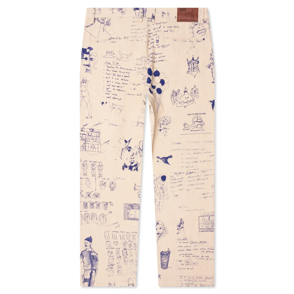 Doodles Linen Pants - Tan