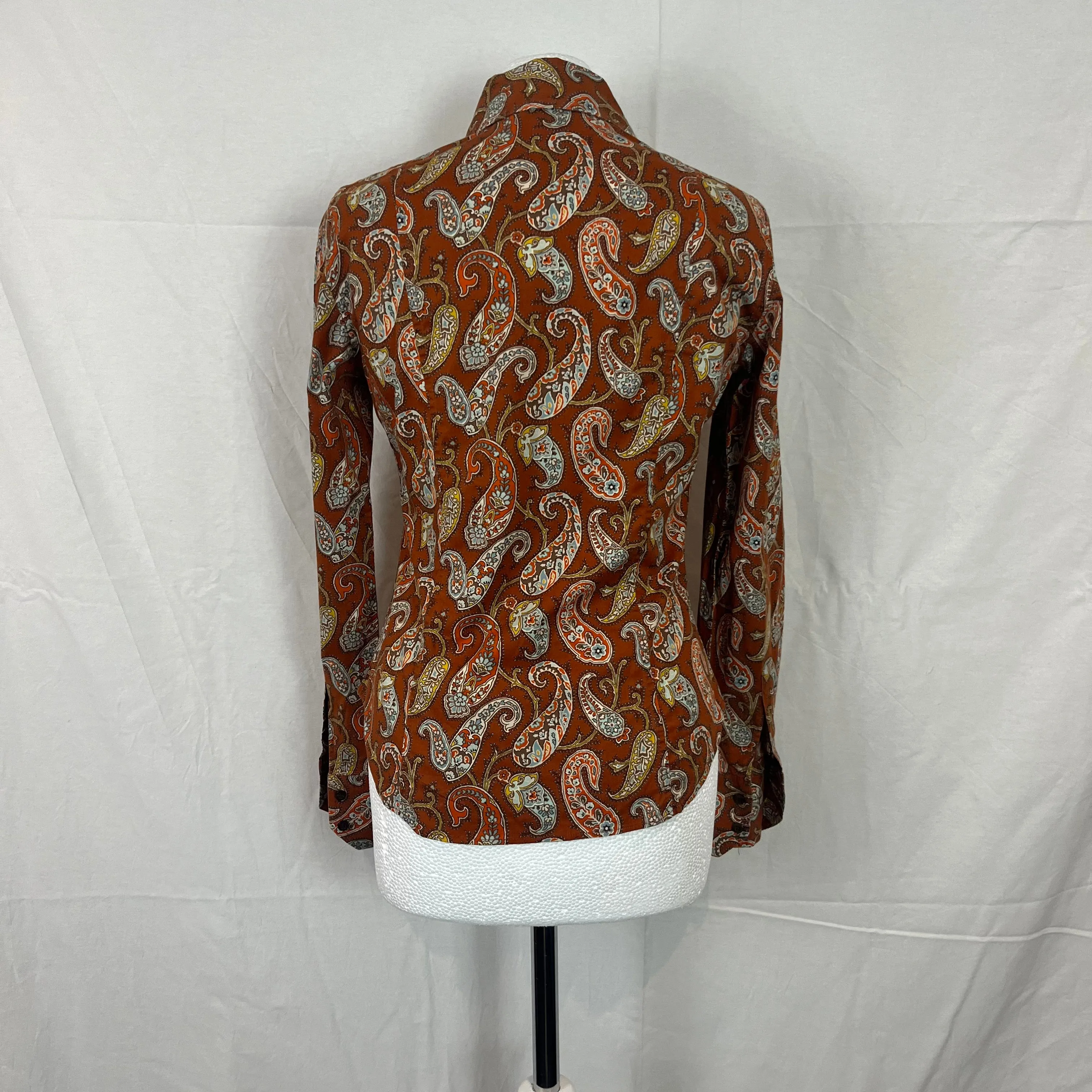 Etro Orange Paisley Print Shirt S