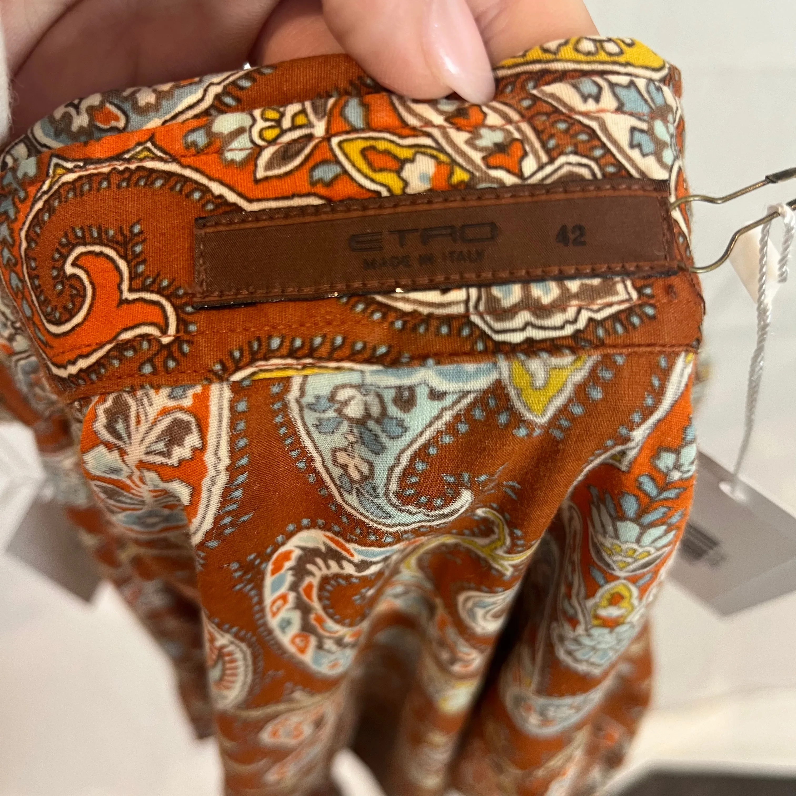 Etro Orange Paisley Print Shirt S