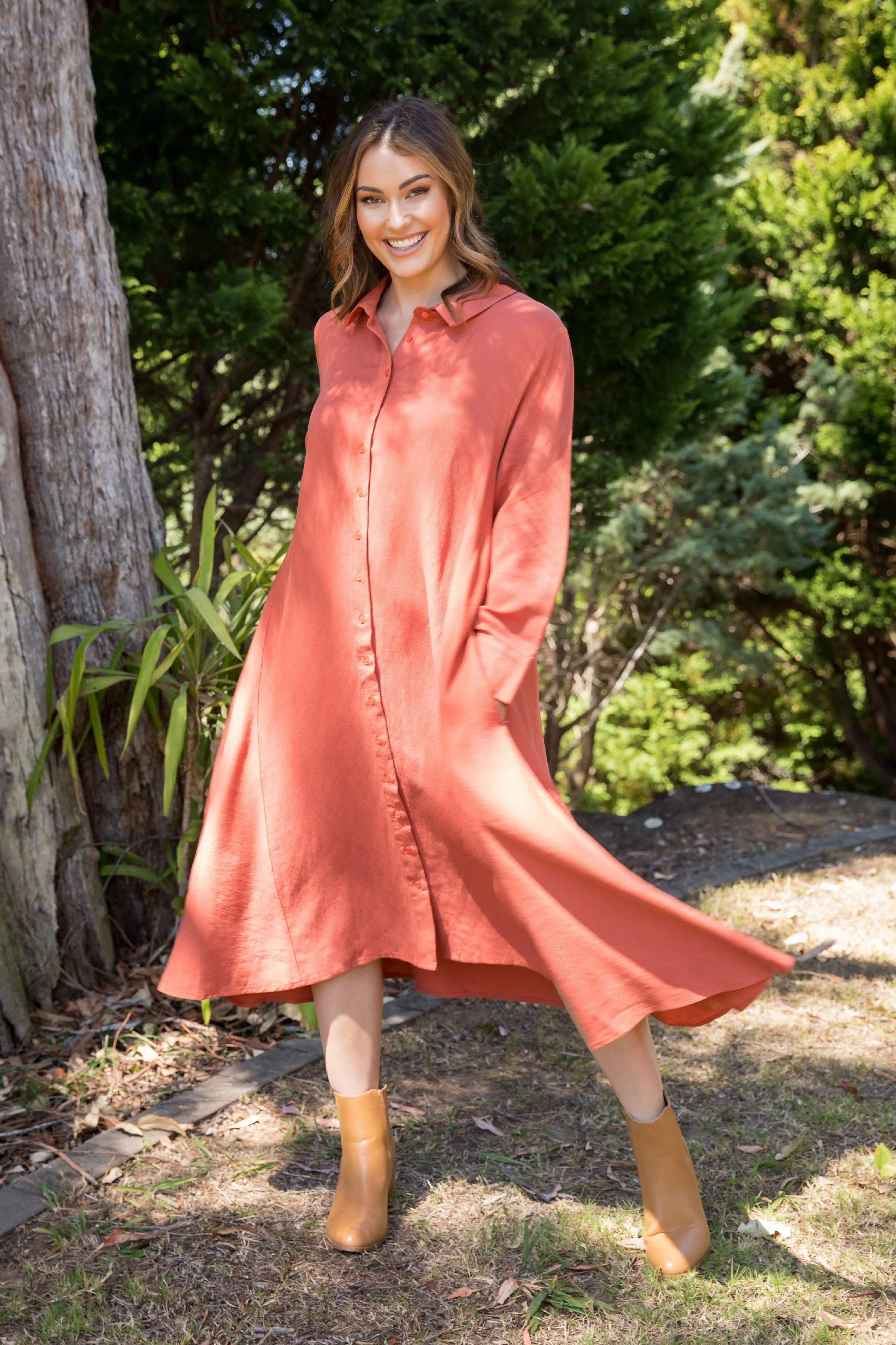 FINAL SALE Cadillia Dress in Terracotta