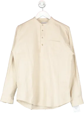 Fitz & Fro Beige Brushed Organic Cotton Popover Shirt UK M