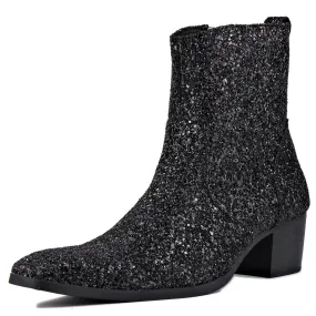 Fordan Glitter Genuine Leather Ankle Boots