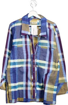 Free People Blue So Long Summer Plaid Flannel Shirt / Shacket UK XS