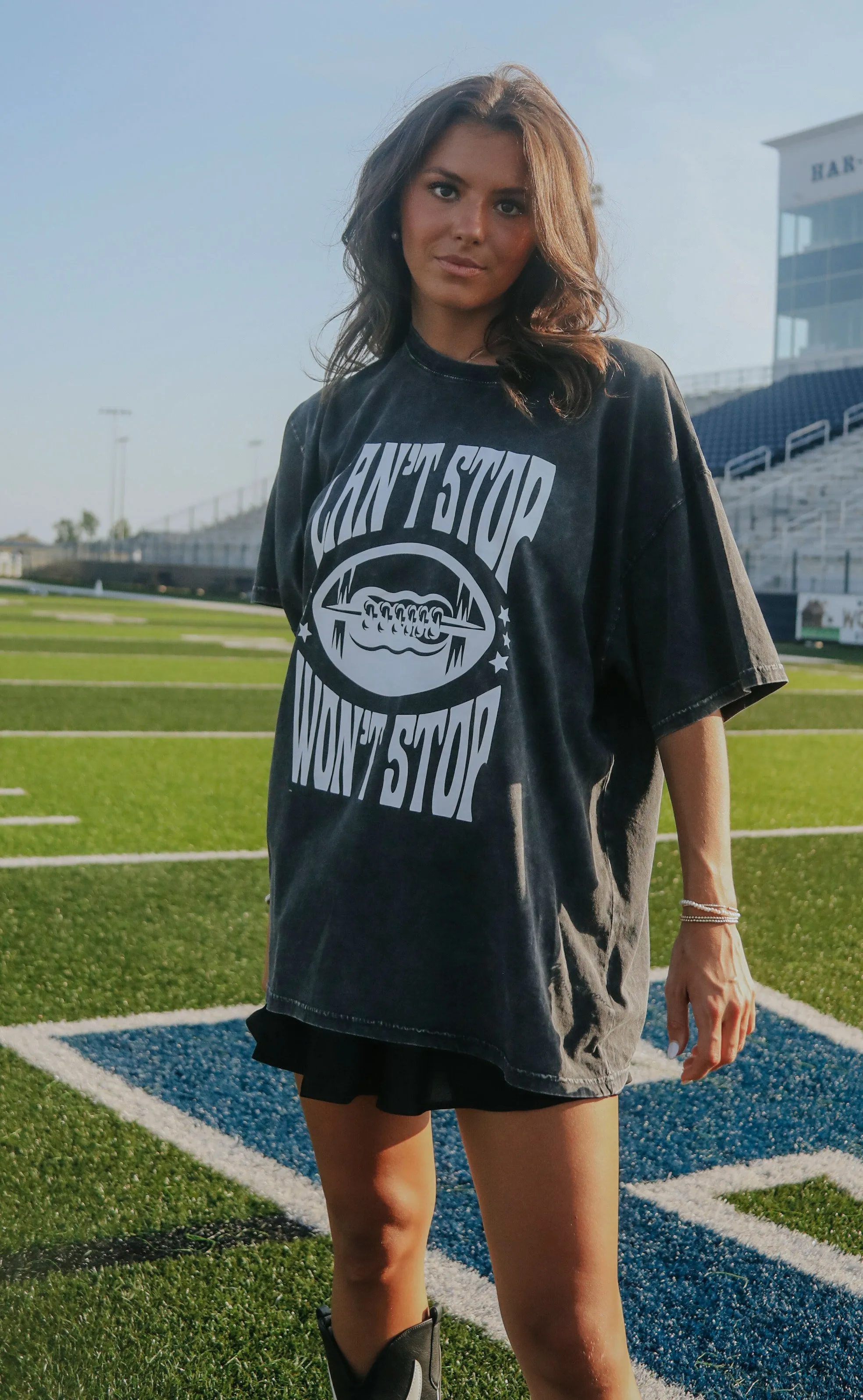 friday   saturday: football can't stop won't stop band tee