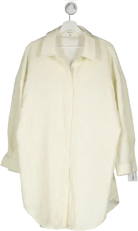 Ghospell Cream Textured Oversized Shirt Dress UK S