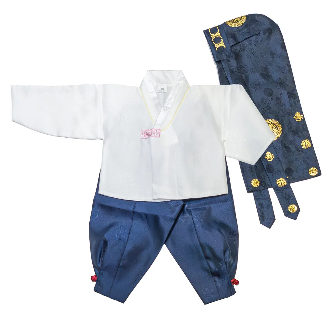 Hanbok Baby Boy 4-piece Set - King Red/Indigo