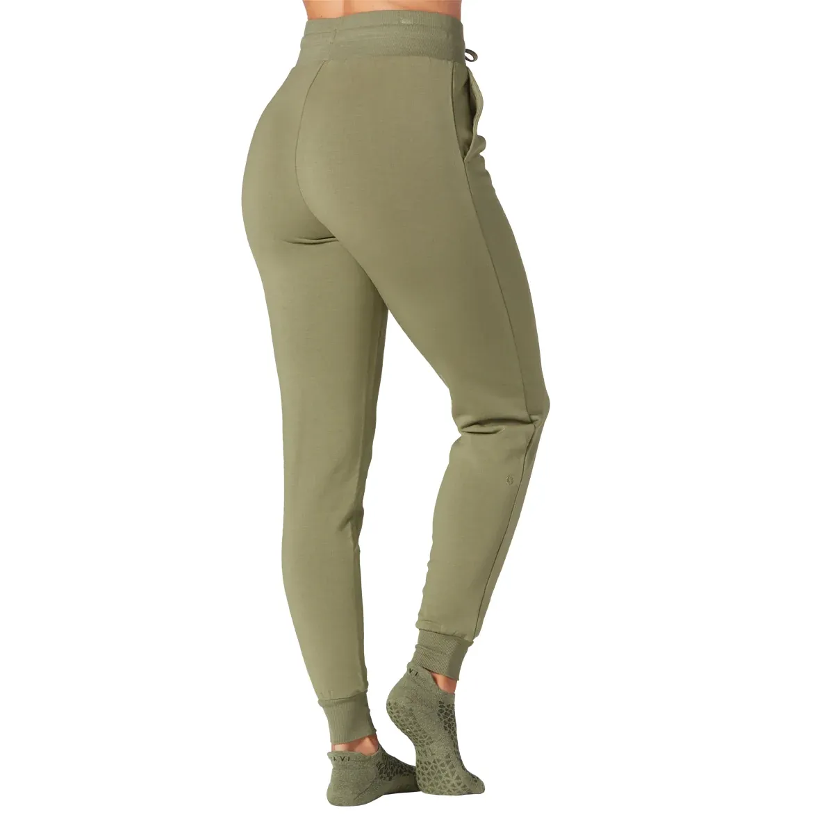 HIGH WAISTED FITTED JOGGER - LIGHT OLIVE