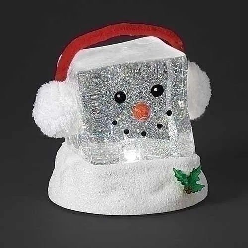 Ice Cube Snowman Swirl LED Snow Globe