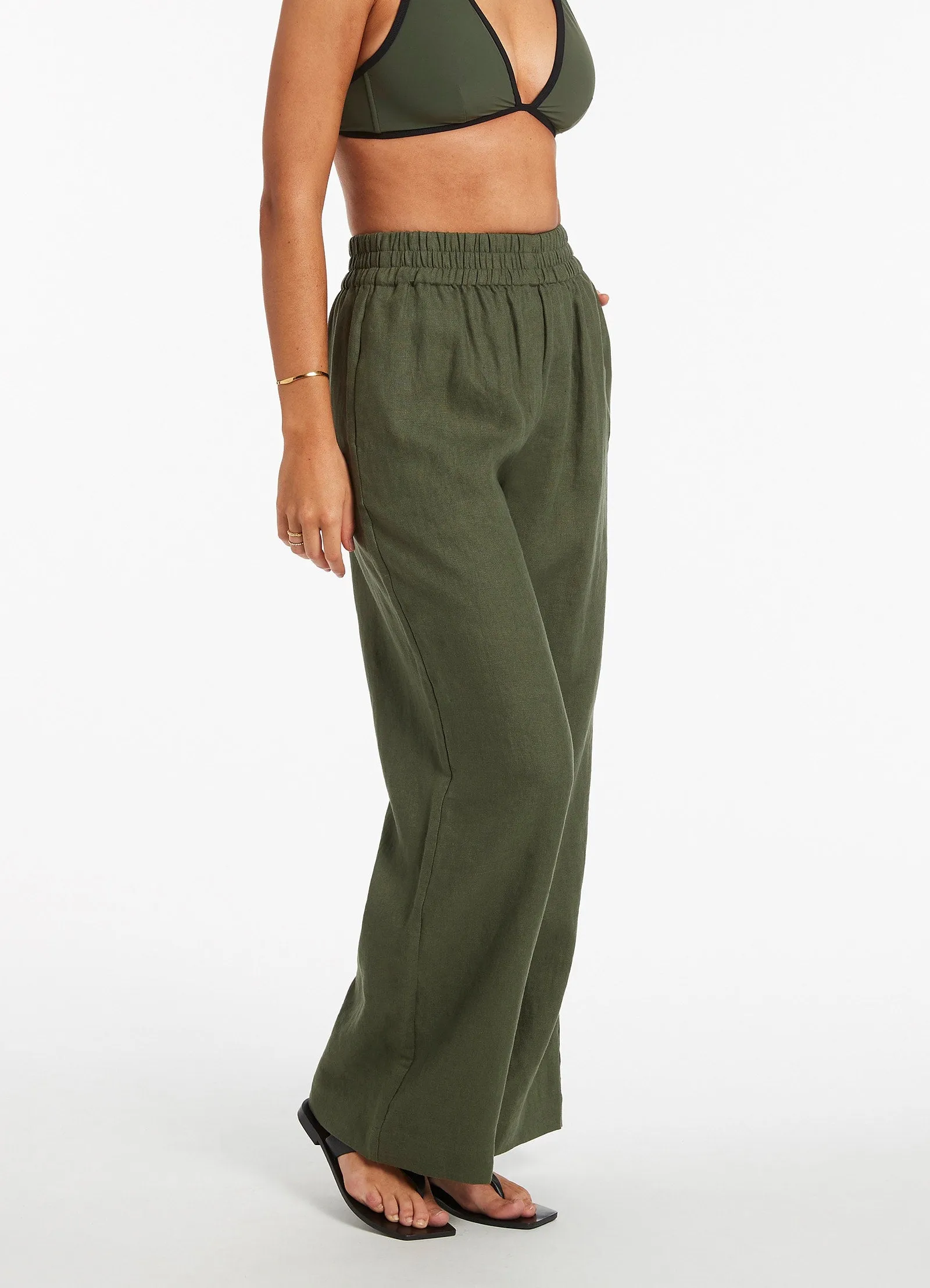 Jetset Wide Leg Pants - Olive