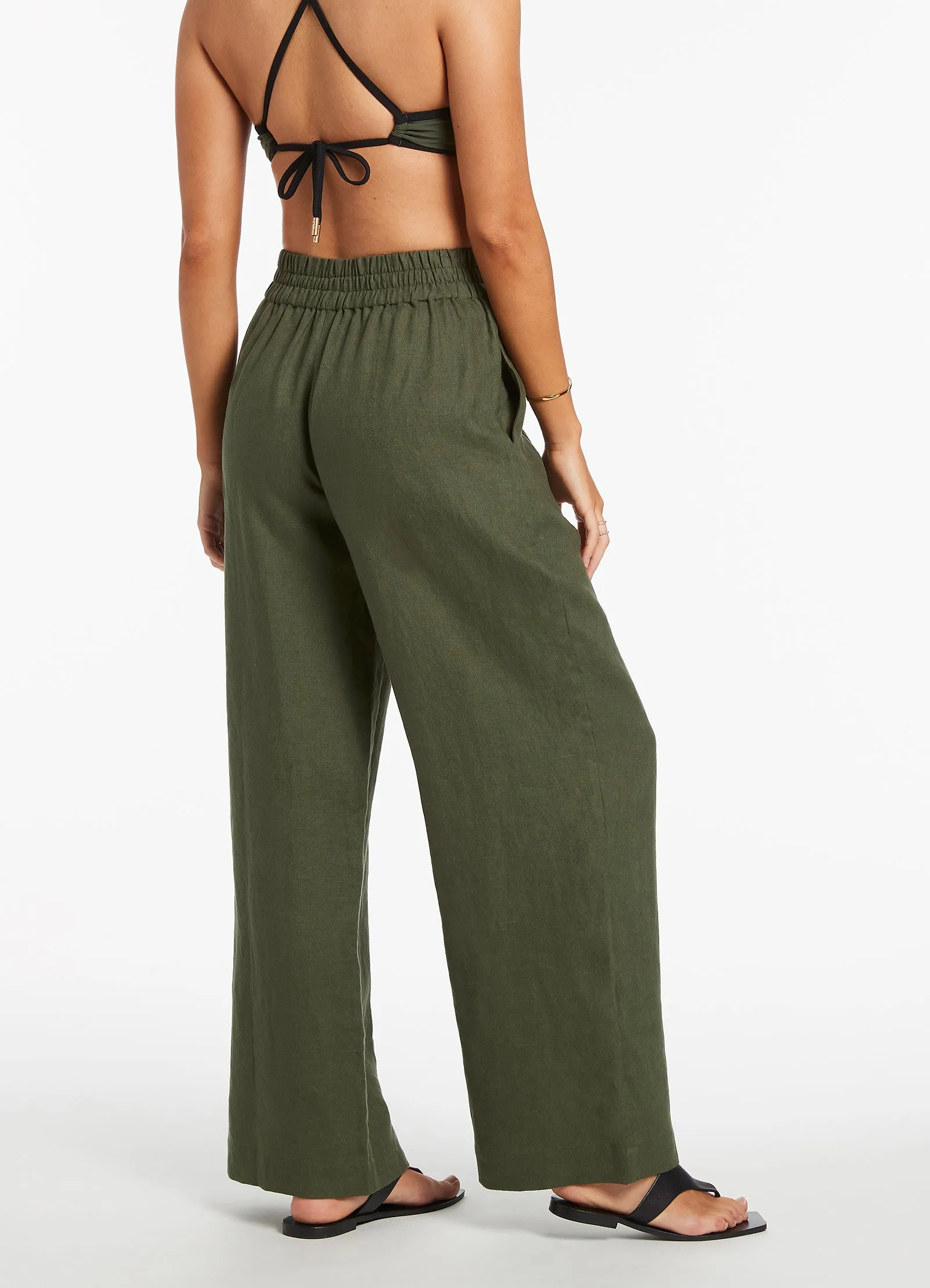 Jetset Wide Leg Pants - Olive