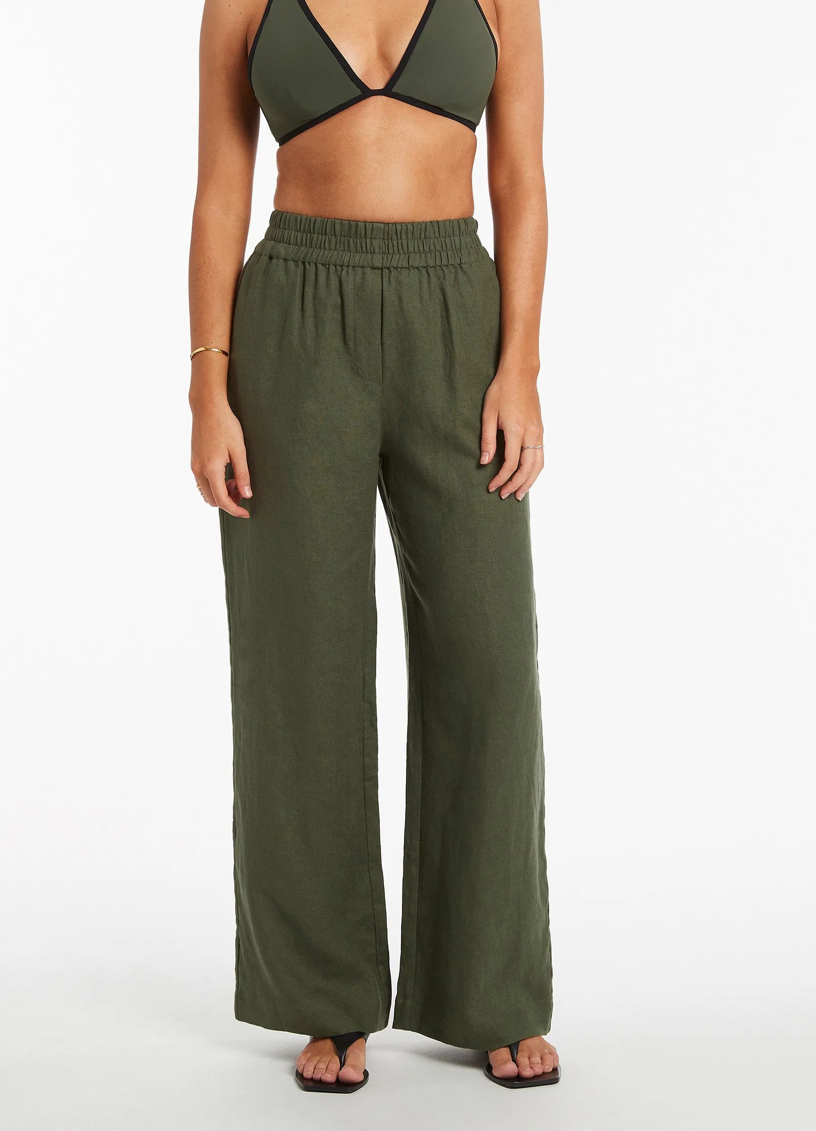 Jetset Wide Leg Pants - Olive