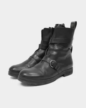 Jil Sander Black Belted Leather Boots 1990's