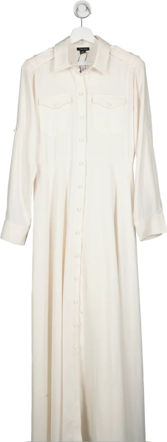 Karen Millen Cream Soft Tailored Maxi Shirt Dress UK 10