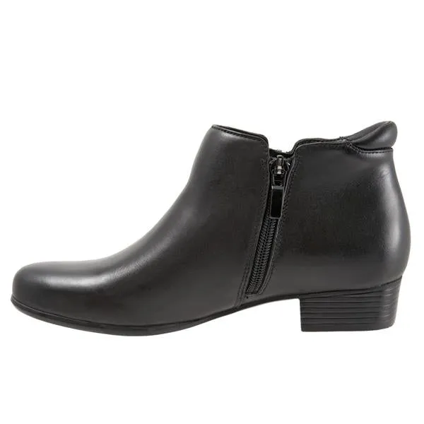 Major Black Leather with Side Zip Ankle Boots