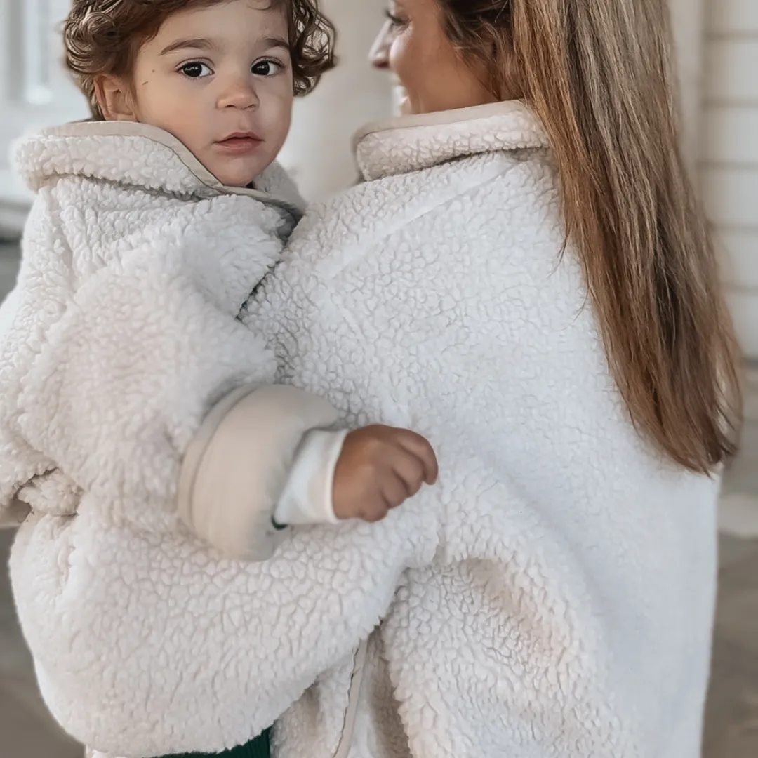 MAMA Reversible Teddy Coat - Stone